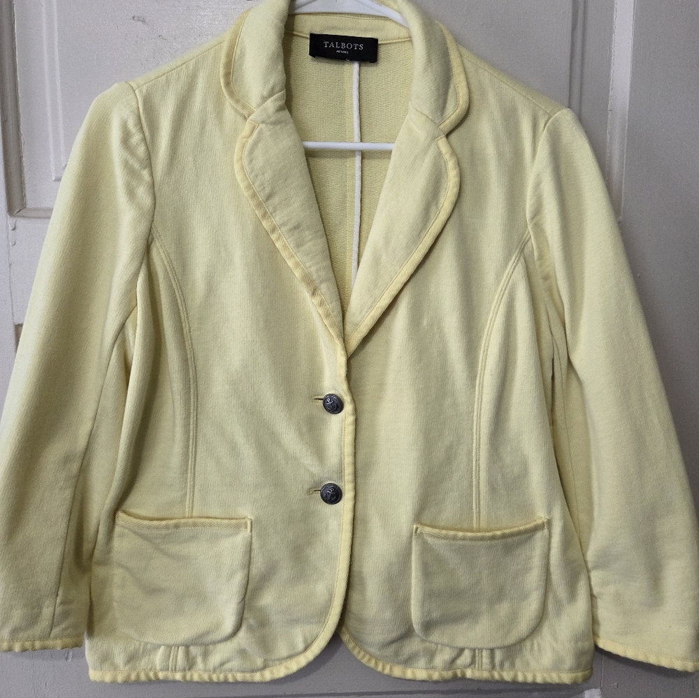 Talbots Yellow Womens Knit Blazer Size S/M Petite